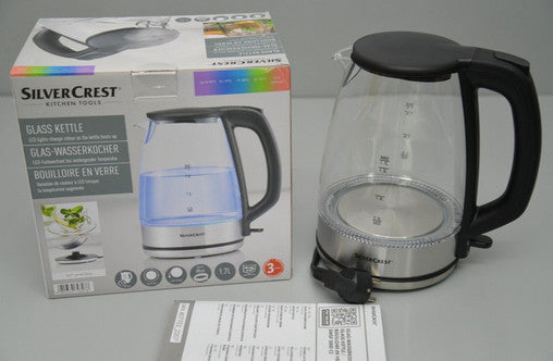 SILVERCREST  Wasserkocher Glas 3000 W 1,7L & Temperatur LED Farbe