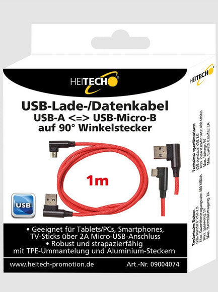 Datenkabel USB-A USB-Micro-B 90° Winkelstecker