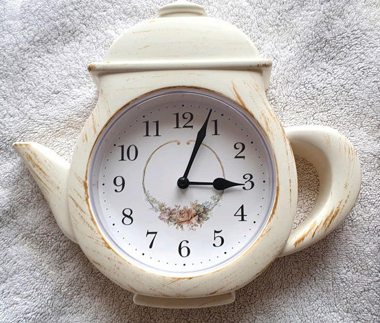 Teekanne Wanduhr weiß 3,5x25,7x24,5 cm