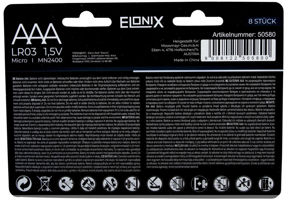 Elonix Batterie AAA - 8 Stück