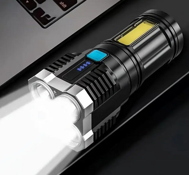 LED-Taschenlampe, 4 Modi mit COB-Seitenlicht, Eingebauter Akku