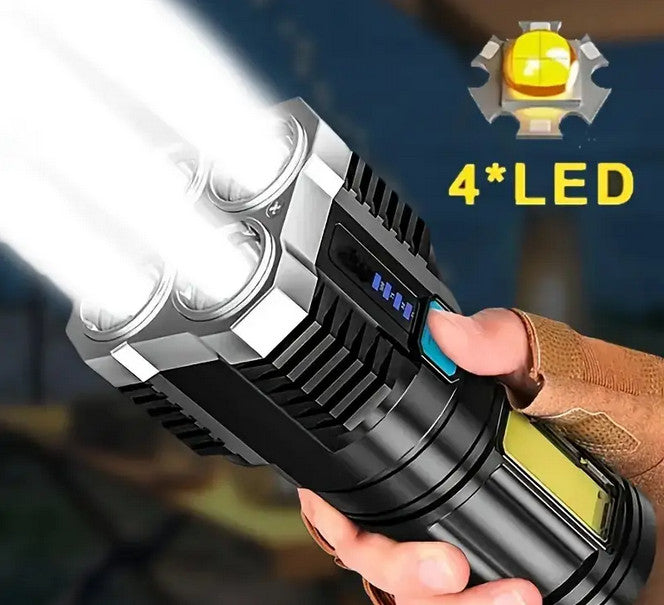 LED-Taschenlampe, 4 Modi mit COB-Seitenlicht, Eingebauter Akku