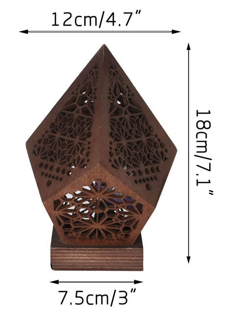 Böhmische Stehlampe Aus Holz, USB-Aufladung, Hohle Geometrische