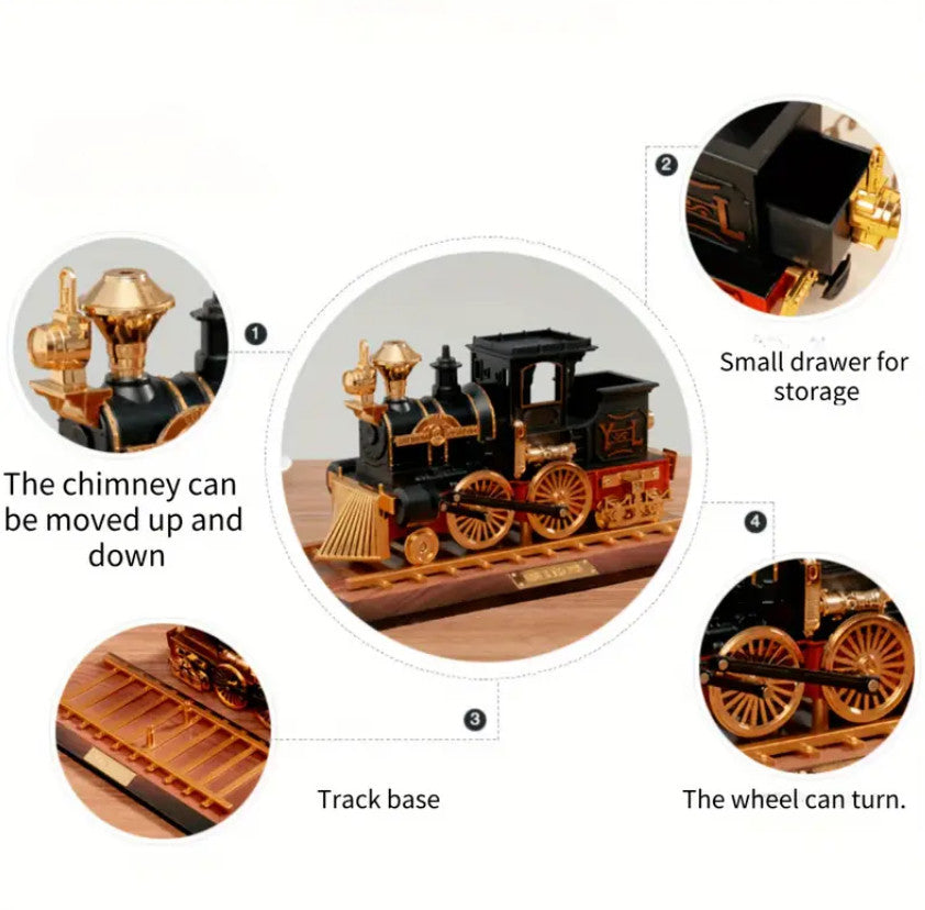 Klassische antike Spieluhr in Zugform, tolle Spieluhr-Dekoration.