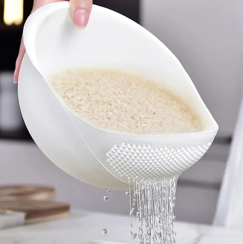 Reiswascher Sieb zum Waschen von Gemüse, Obst,Weiss