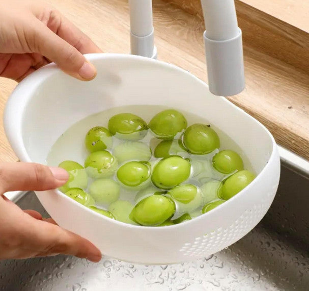 Reiswascher Sieb zum Waschen von Gemüse, Obst,Weiss