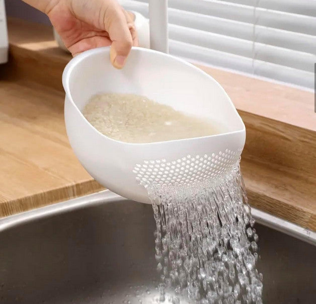 Reiswascher Sieb zum Waschen von Gemüse, Obst,Weiss