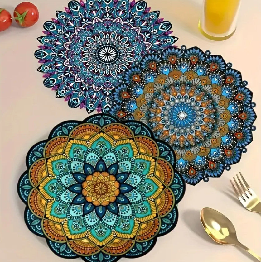 1 Stück Mandala-Blumen-Untersetzer, Wärmedämmmatte,