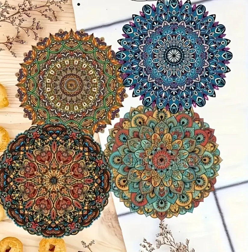 1 Stück Mandala-Blumen-Untersetzer, Wärmedämmmatte,
