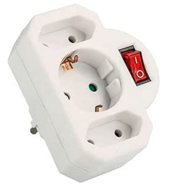 Steckdosenadapter 3-fach mit Schalter