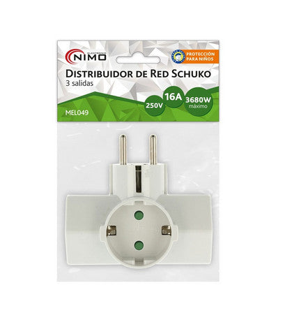 Schuko 3 Steckerleiste NIMO Dreiseitiger Steckeradapter