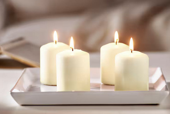 Blockkerze duftneutral, naturfarben, 8 cm