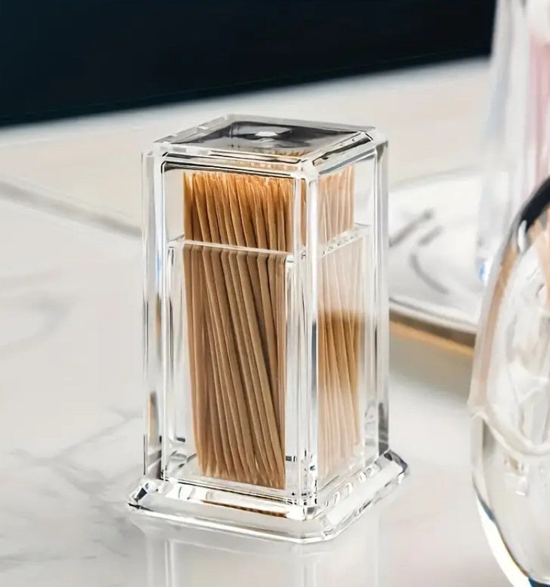 Stilvoller Acryl-Zahnstocherspender - Transparenter, Dicker Quadratischer Halter