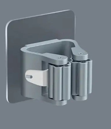 1 Stück Hängender Mop-Aufbewahrungshalter Mit Schnalle, grau , weiß