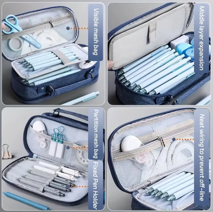 Große Kapazität Federmäppchen, Mehrschichtiges  Büro Mäppchen Hochschule Schulsachen