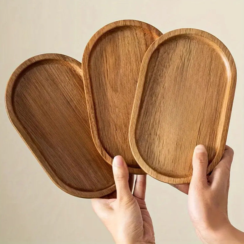 Holzoval-Tellerablage - Mehrzweck-Servierteller aus Massivholz