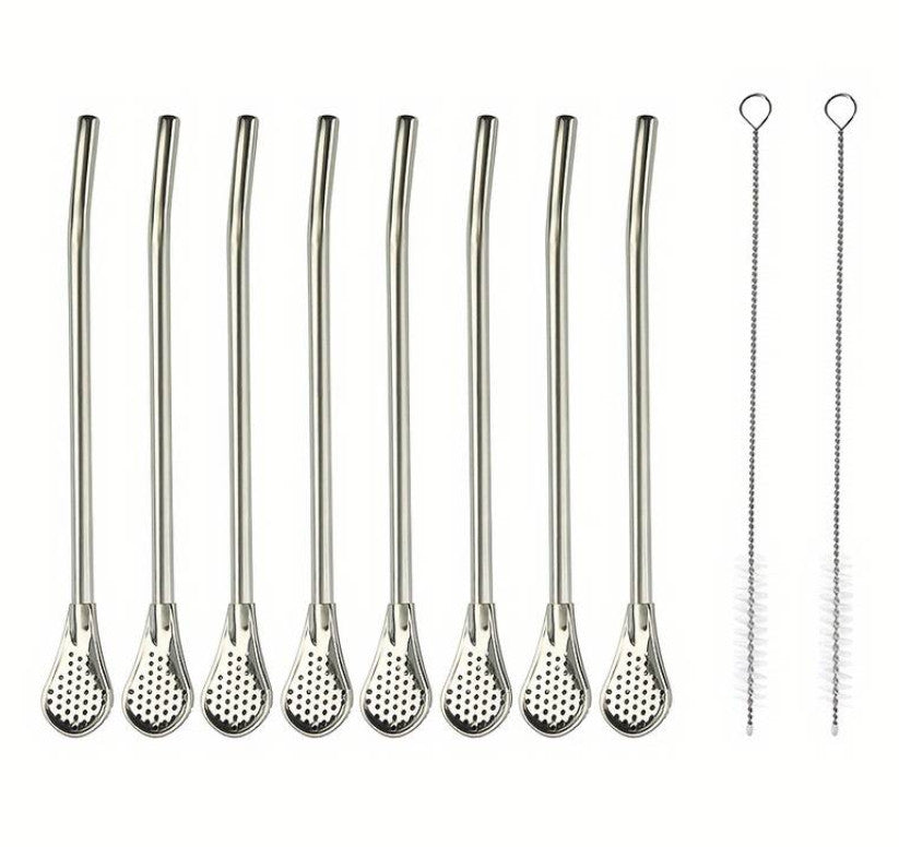 1 Stück Edelstahl-Strohhalme Set - Langlebig, Multifunktionale Strohhalme und Löffel
