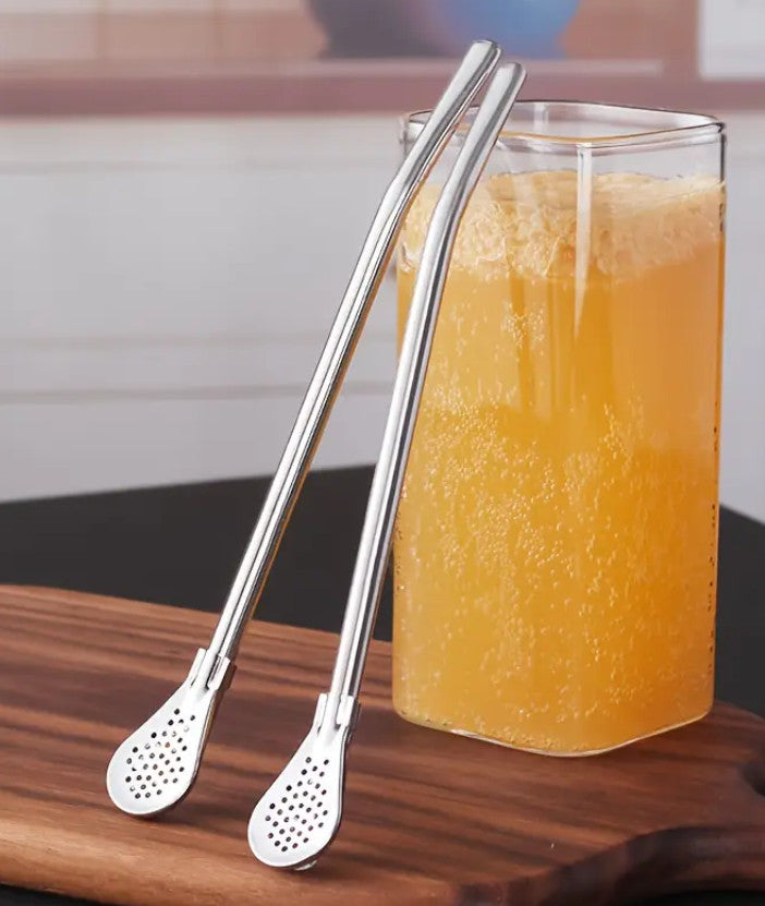 1 Stück Edelstahl-Strohhalme Set - Langlebig, Multifunktionale Strohhalme und Löffel