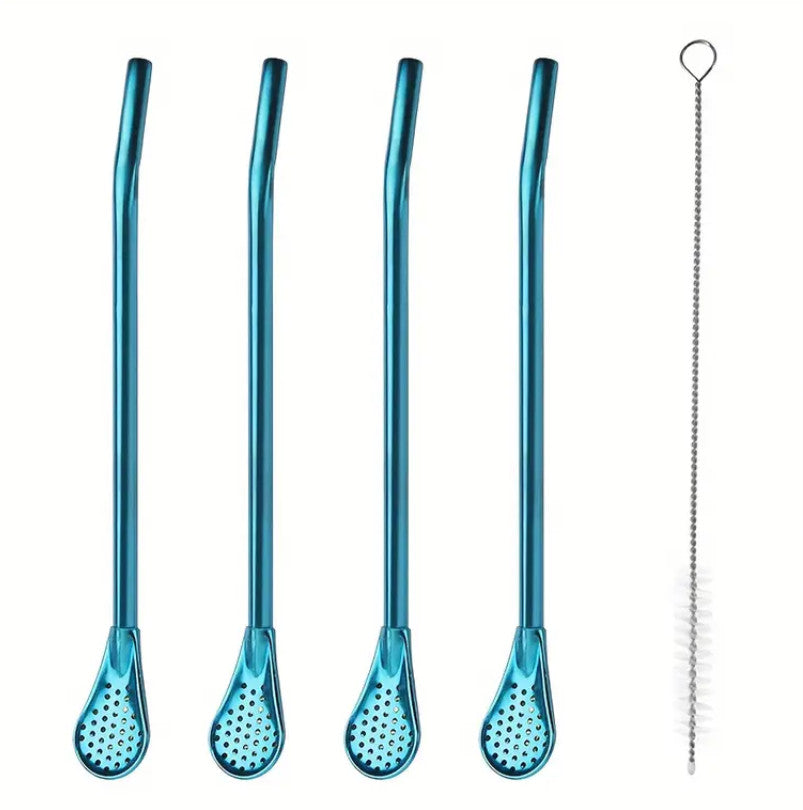 Strohhalmbecher, 120 ml, 304 Edelstahl grau  / 4 Unzen