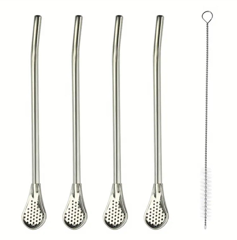 1 Stück Edelstahl-Strohhalme Set - Langlebig, Multifunktionale Strohhalme und Löffel