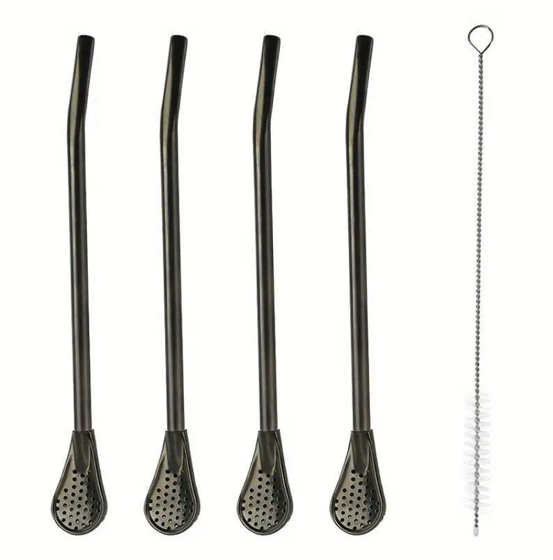 1 Stück Edelstahl-Strohhalme Set - Langlebig, Multifunktionale Strohhalme und Löffel