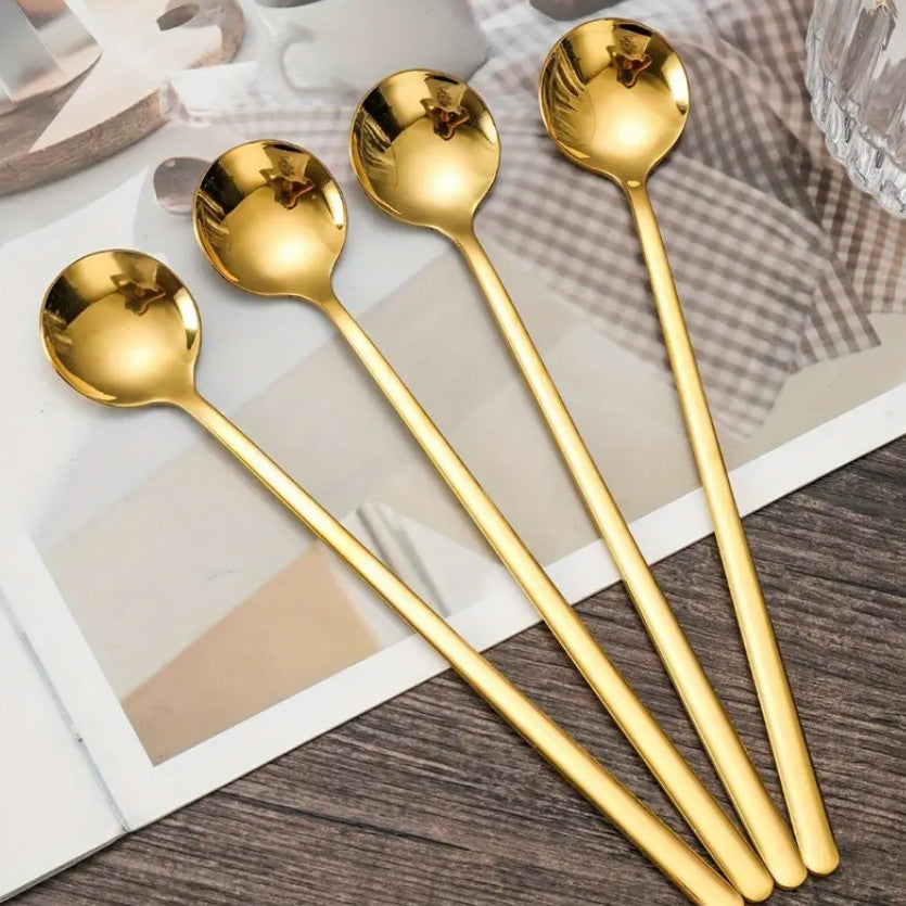 Goldene Kaffeemischlöffel Kleiner Runder Löffel Kaffeelöffel
