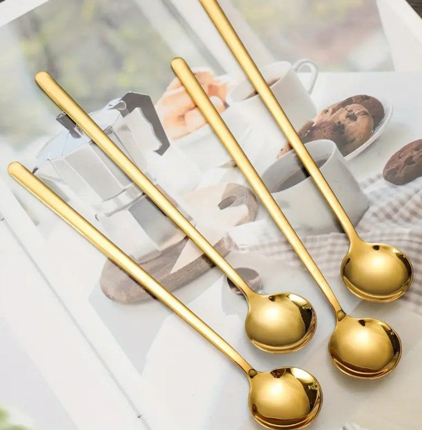 Goldene Kaffeemischlöffel Kleiner Runder Löffel Kaffeelöffel