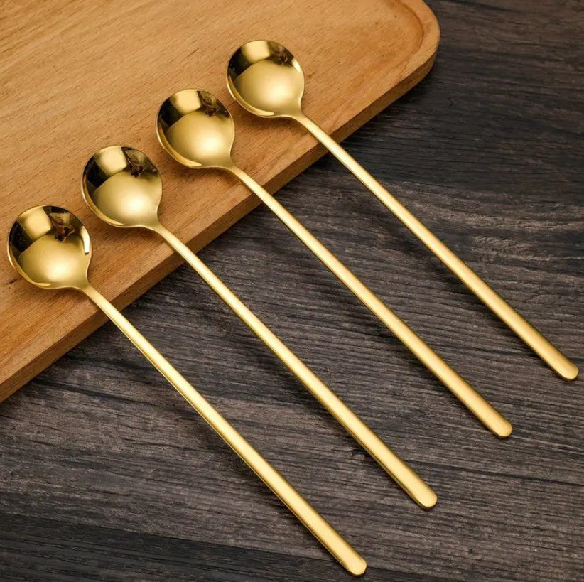 Goldene Kaffeemischlöffel Kleiner Runder Löffel Kaffeelöffel