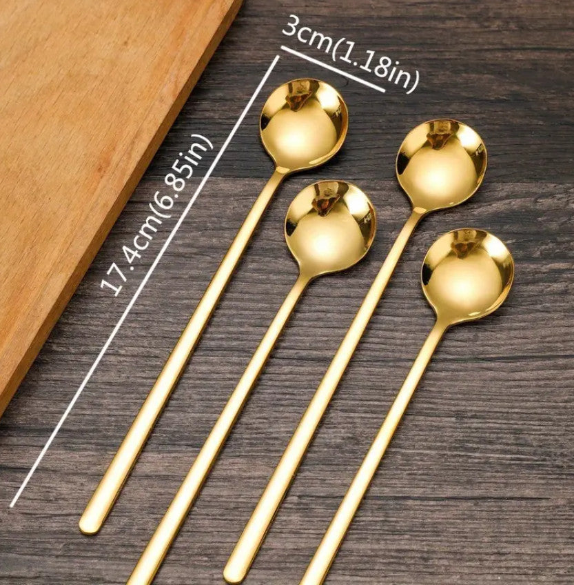 Goldene Kaffeemischlöffel Kleiner Runder Löffel Kaffeelöffel