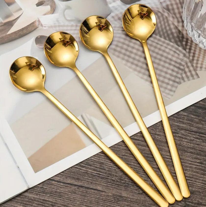 Goldene Kaffeemischlöffel Kleiner Runder Löffel Kaffeelöffel