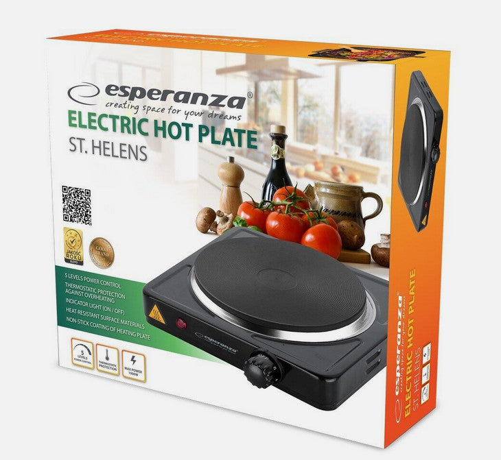 Esperanza St. Helens 1000W Elektrische Herdplatte - Schwarz