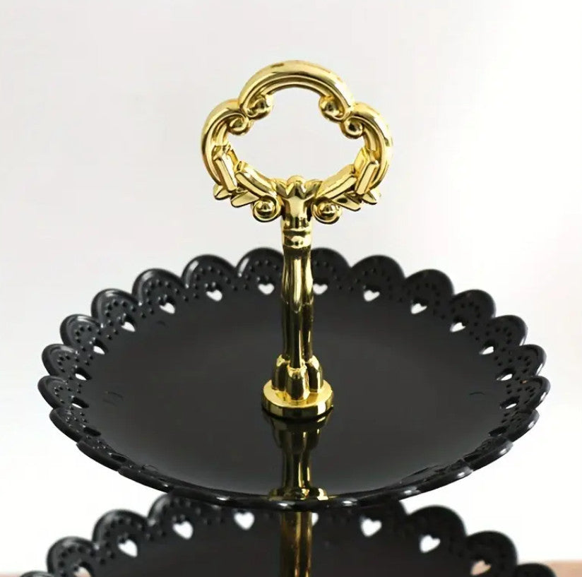 3-stufiger Kunststoff-Dessert-Präsentationsständer, Schwarz