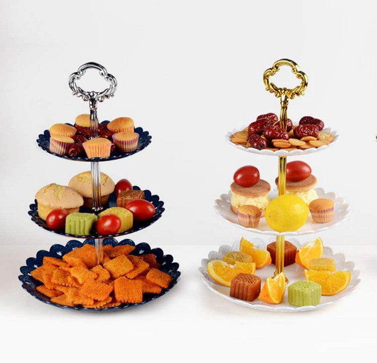 3-stufiger Kunststoff-Dessert-Präsentationsständer, Schwarz