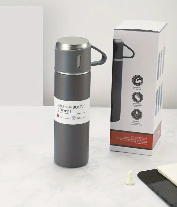 3-in-1 Edelstahl-Vakuumisolierbecher Mit 2 Zusätzlichen Schwarz 3 / 500ml