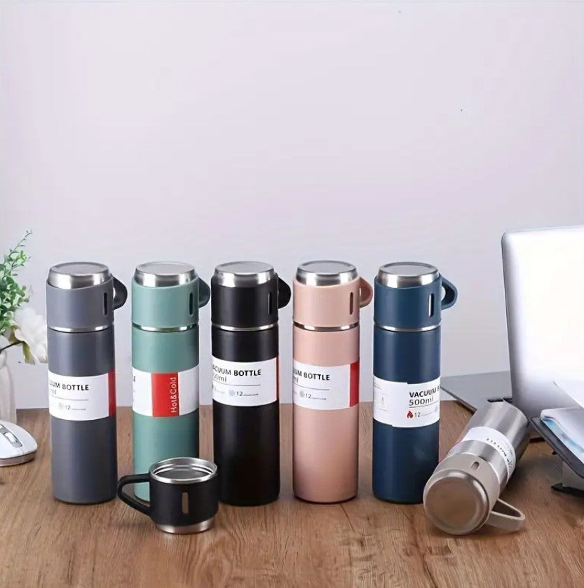 3-in-1 Edelstahl-Vakuumisolierbecher Mit 2 Zusätzlichen Schwarz 3 / 500ml