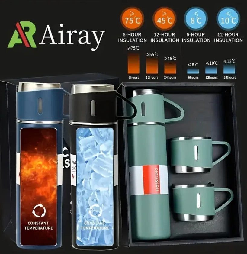 3-in-1 Edelstahl-Vakuumisolierbecher Mit 2 Zusätzlichen Schwarz 3 / 500ml