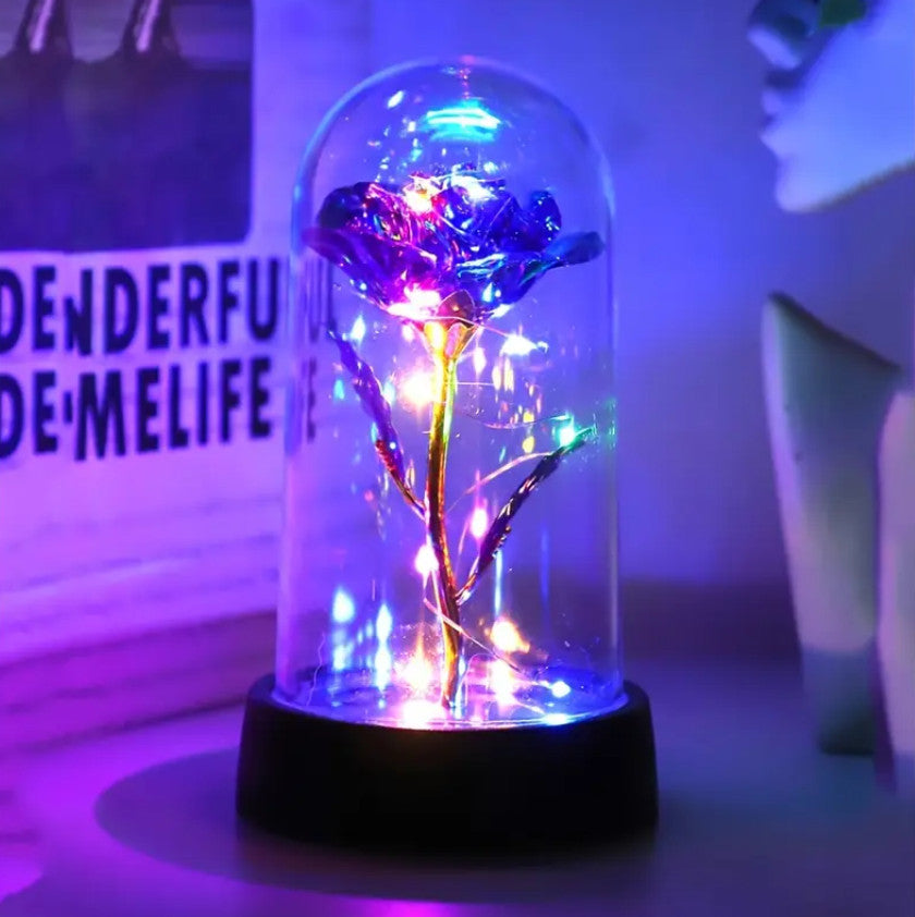RGB bunte simulierte Goldfolie Rosen Dekoration LED Nachtlicht, Desktop und Nachttisch Rosen Dekoration Nachtlicht