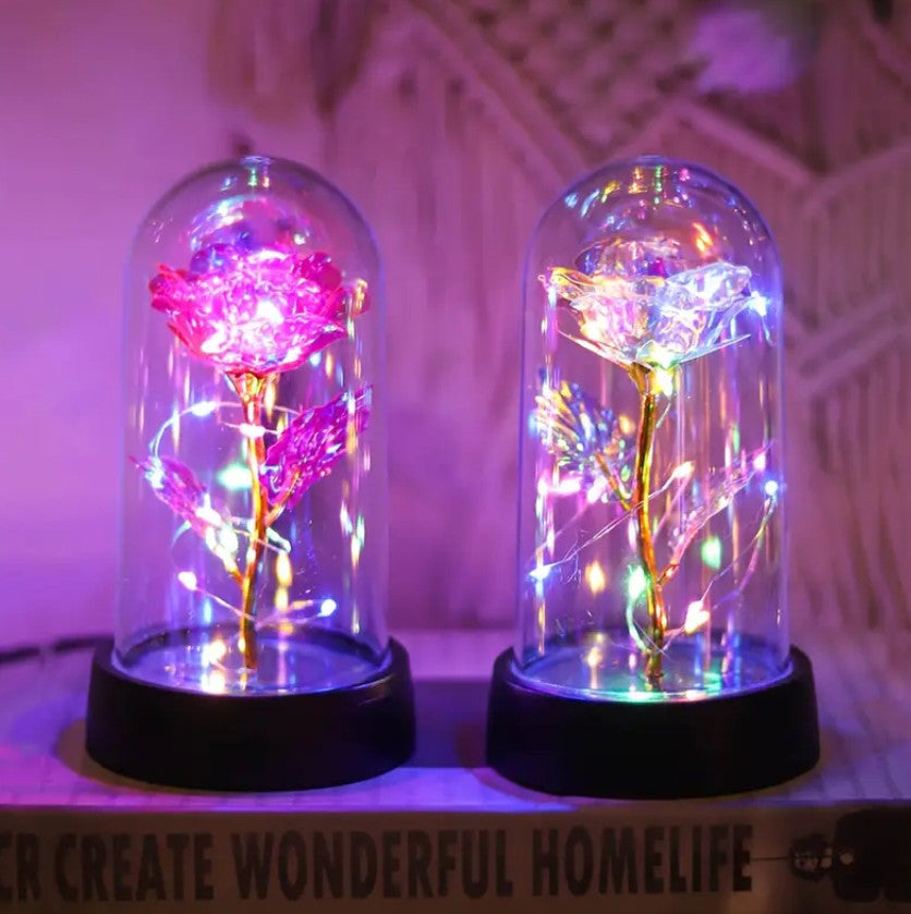 RGB bunte simulierte Goldfolie Rosen Dekoration LED Nachtlicht, Desktop und Nachttisch Rosen Dekoration Nachtlicht