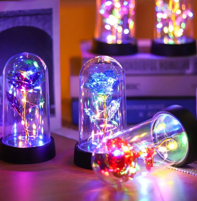 RGB bunte simulierte Goldfolie Rosen Dekoration LED Nachtlicht, Desktop und Nachttisch Rosen Dekoration Nachtlicht