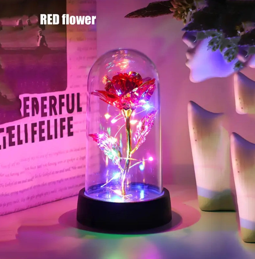 RGB bunte simulierte Goldfolie Rosen Dekoration LED Nachtlicht, Desktop und Nachttisch Rosen Dekoration Nachtlicht