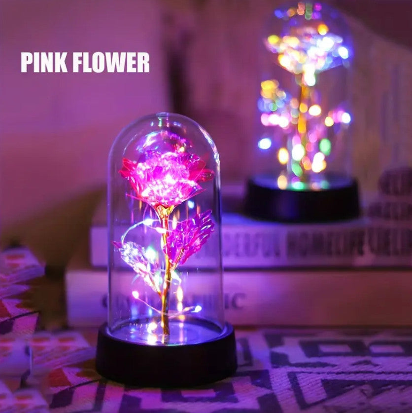 RGB bunte simulierte Goldfolie Rosen Dekoration LED Nachtlicht, Desktop und Nachttisch Rosen Dekoration Nachtlicht