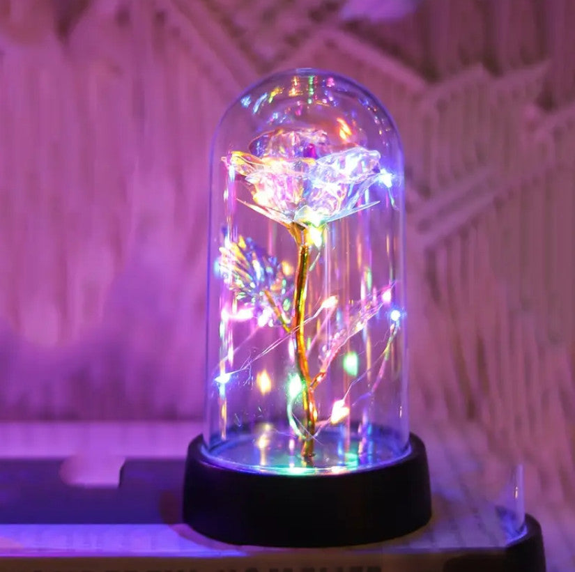 RGB bunte simulierte Goldfolie Rosen Dekoration LED Nachtlicht, Desktop und Nachttisch Rosen Dekoration Nachtlicht