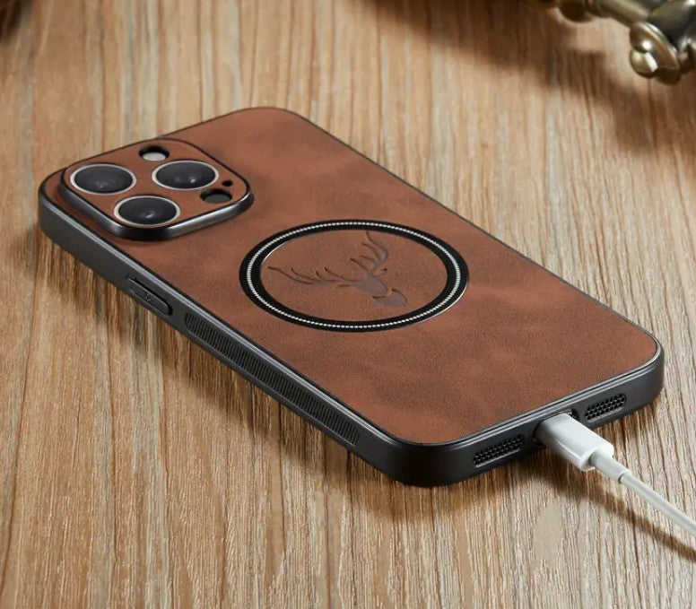 Exklusive Magnetische Handyhülle Mit Luxuriöser Dunkelbraun