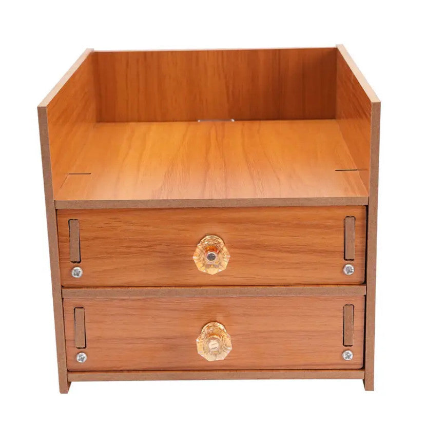 Holz-Schreibtisch-Organizer mit Schubladen Bürobedarf Computer Desktop Tischplatte