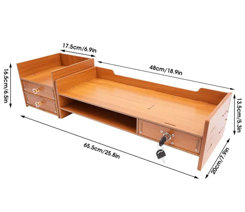 Holz-Schreibtisch-Organizer mit Schubladen Bürobedarf Computer Desktop Tischplatte