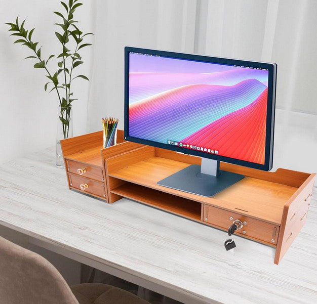 Holz-Schreibtisch-Organizer mit Schubladen Bürobedarf Computer Desktop Tischplatte