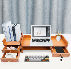 Holz-Schreibtisch-Organizer mit Schubladen Bürobedarf Computer Desktop Tischplatte