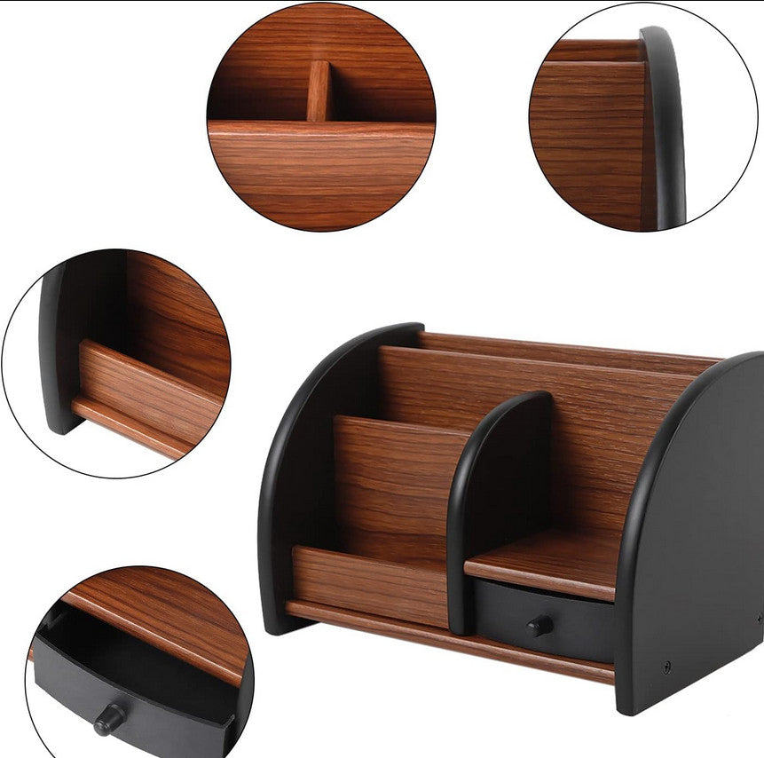 Eleganter Holz-Schreibtischorganizer mit Schublade