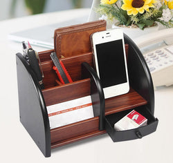 Eleganter Holz-Schreibtischorganizer mit Schublade