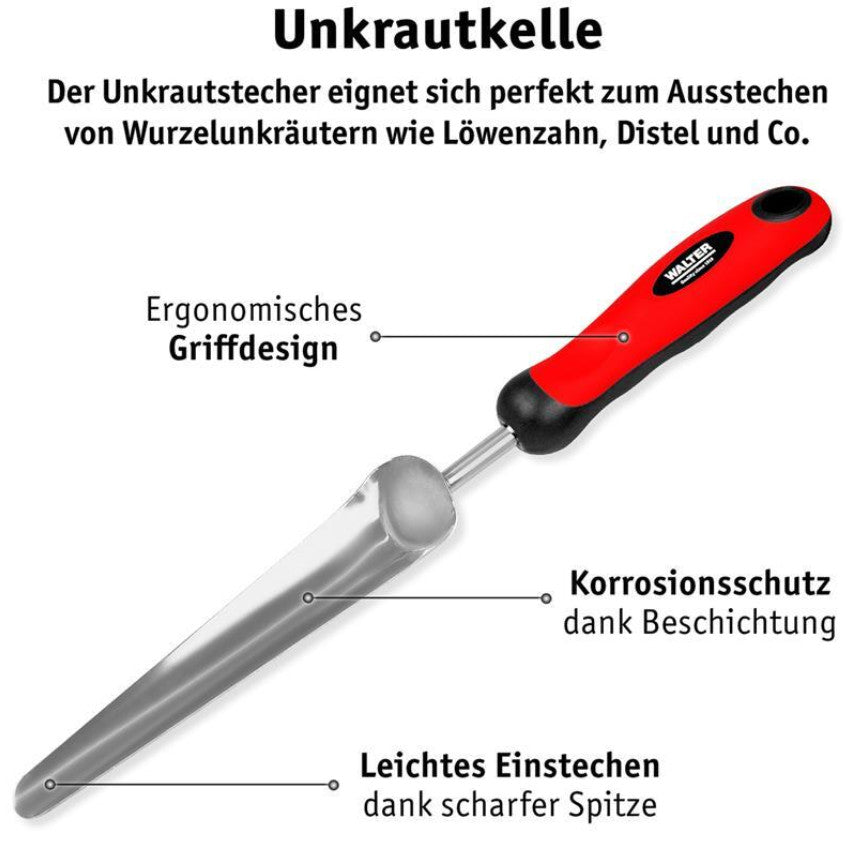 WALTER 5tlg. Pflanzschaufel Fugenkratzer Doppelhacke Federrechen